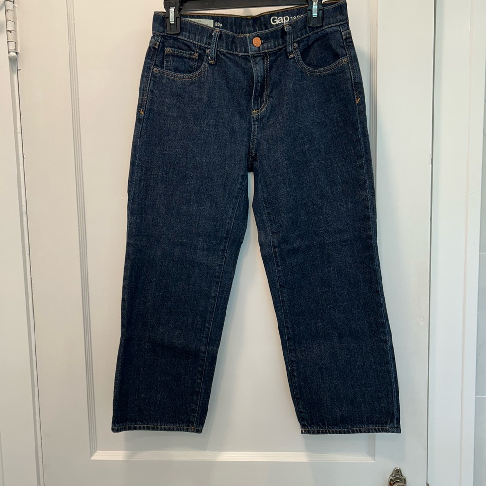 GAP Women's Dark Blue Wide Leg Crop Jeans